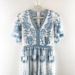 Altar'd State Short Sleeve Embroidered Sheer Boho Lace Catania Maxi Dress Blue S Photo 3