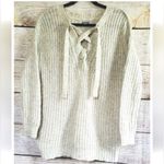 Aerie - Cream V-Neck Sweater with Ribbed Knit Size M Photo 1