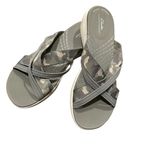 Clarks  Mira Isle Womens Sandal cloudsteppers Camo slip on Gray Criss-Cross Sz 10 Photo 1