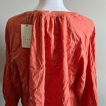 A New Day Women's Orange Linen Long Sleeve Tie-Front Top - Size XS - NWT Photo 7