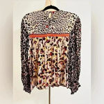 Anthropologie Bl-nk Joelle Leopard Peasant Blouse Size XS NWT Photo 4