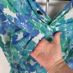 Vintage 60s Floral Garden Party Dress Fit Flare Blue Green Nautical Vacation Size M Photo 6
