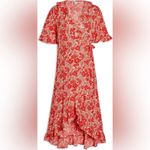 Topshop Orange Floral Ruffle Wrap Midi Dress Women's Maternity Size 12 NWT Photo 4