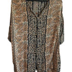 Ekloz Rayon Women Top L Abstract Animal Print Muted Earth Tones Boho Chic Retro Brown Size L Photo 0