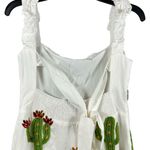 Queen of Sparkles Cutout Fuzzy Cactus Mini Dress Tie Back White & Green S Photo 4
