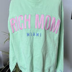 Rich Mom Miami Crewneck Cotton Sweatshirt Mint Green Petal Pink Pastel Medium Photo 0