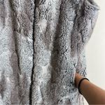 GEORGIE Faux Fur Vest Sz Small Grey Textured Longline Gray Photo 5