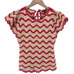 Rails Coen Ruffle Sleeve Peplum Sweater Small Cherry Oat Stripe Photo 0