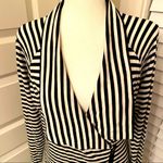 Andrea Jovine || Navy/white striped long sleeve top with zippered front Photo 2