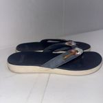 Sperry Women's Seafish Leather Flip Flop Sandals Blue Plaid Nautical Shoes Sz 7 Photo 2