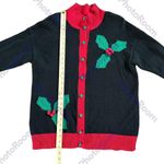 Vintage Bechamel Women’s Knitted Crochet Holiday Sweater Cardigan Size Medium Black Photo 8