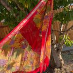 Colorful Abstract Textured Indian Sheer Scarf Duputta Red Photo 4
