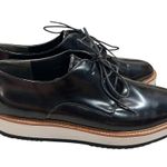 Vince Black Glazed Leather Reed Platform Oxford Lace Up Shoes Sneakers size 8 Photo 3