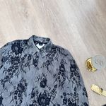 Club Monaco 100% Silk Luxurious Lace Print Blouse, Sheer Floral Print Size S Photo 4