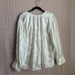 Vince Silk Cotton Blend Floral Sheer Long Sleeve Tie Neck Blouse Sz M White Photo 1