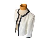 Tahari   Arthur S. Levine size 6 WHITE-BLACK SOLID SINGLE BUTTON JACKET Photo 5