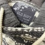 Old Navy L/XL Gray & White Knit Hoodie Sweater With Ribbed Hem & Kangaroo Pocket Photo 5