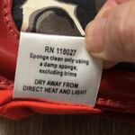 Vintage Boden Floral Clutch.Silk floral print. Red leather trim. Big brown beads Photo 6