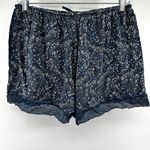 Victoria's Secret  Sleep Shorts Floral Drawstring Lace Trim High Waist Blue Large Photo 4