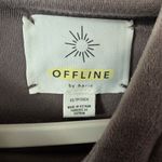 Aerie ‎ Offline Women's Dark Grey Hooded Velour Cropped Sweatshirt Photo 5