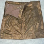 Free People Metallic Rose Gold Glitter Faux Suede Zip Mini Skirt Size 4 A913 Photo 2