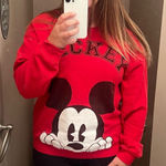 Disney  Mickey Red Crewneck Sweatshirt Women’s XL Photo 0