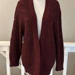 A New Day Burgundy Loose Knit Crocheted Open Front Cardigan XS Photo 0