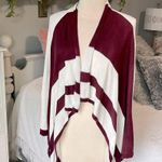 YA Los Angeles Cardigan Maroon White Waterfall Flowy Womens Small Photo 1