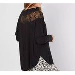 Free People  Black Top Lace Long Sleeves XXS Oversized Waffle Knit Spring Valley Photo 10