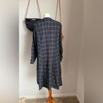 Vintage Handmade Tartan Plaid Ruffle Long Sleeve Dress Blue Photo 2