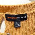 Ambiance Apparel Ribbed Knit Lace Up Back Sweater Mustard Brown Size Large Photo 5