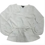 J.Crew Shirt Womens 00‎ White Wrap Tie Waist Long Sleeve V Photo 2