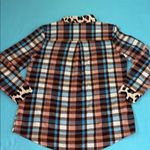 ASVIVID Plaid Tunic button up roll tab long sleeves leopard print accents size L Blue Size L Photo 2