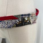 Patchwork Fabric Belt Rustic Bee Embroidery Whimsical Green Photo 1