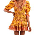 Love the label Smocked Floral Printed Dress Orange Size L Photo 0