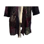 Velvet Burnout Kimono Jacket Size Medium Open Front Purple Green Patchwork Boho Photo 4