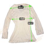 Nautica Size Large 3/4 Sleeve Ribbed V-Neck White Top Photo 4