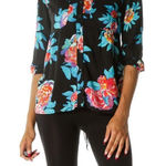 Maeve Anthropologie  Womens Woodland Walk Top  Black Floral Button Up.  order(58) Photo 0