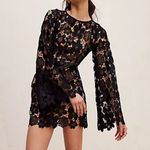Free People RUMER The Label Remi Mini Dress Black Crochet Floral Size L Photo 0
