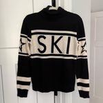 Perfect Moment Ski Black Turtleneck Sweater Star Ivory Wool Stretch Size M Photo 2