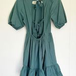 Peter Som  Collective Green Puff Sleeve Ruffled Open Back Dress 2 Photo 4