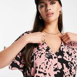 ASOS New Urban Threads Oversized Button Front Dress Women’s Sz 10 Pink Abstract Photo 2