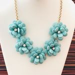 J.Crew  Blue Flower & Rhinestone Statement Necklace 21.5” Photo 0