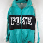PINK Victoria's Secret Sport Windbreaker Jacket Turquoise Black White XS Green Photo 0