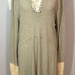 Kori  boho soft cotton‎ hoodie lace asymmetrical long sleeve dress green size M Photo 0