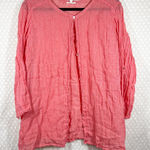 Eileen Fisher ‎ Pink Striped Linen Button Up Top Photo 0