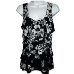 White House | Black Market Black & White Floral Ruffle Tiered Top EUC Size Small Photo 1