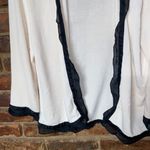 Carmen Marc Valvo  Cream Black Silk Trim Cardigan Sweater Women's Size Large Photo 2