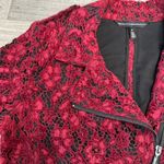 White House | Black Market lace moto jacket red long sleeve womens medium L33 Photo 5