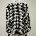 Akris  Black White Houndstooth Linen Faux Leather Trim Blazer Jacket Size 6 Photo 1